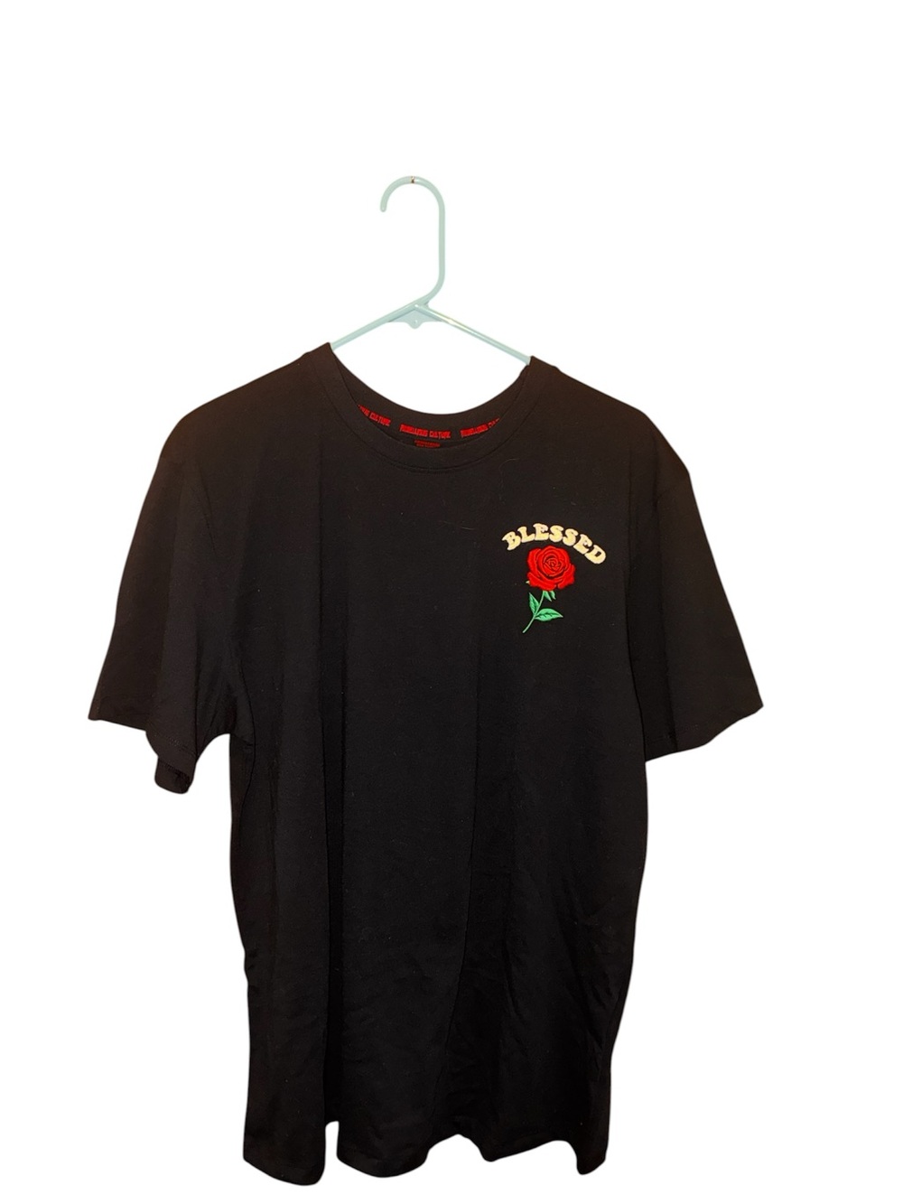 Rebellious Culture Blessed Rose Graphic Black Men’s T-Shirt L